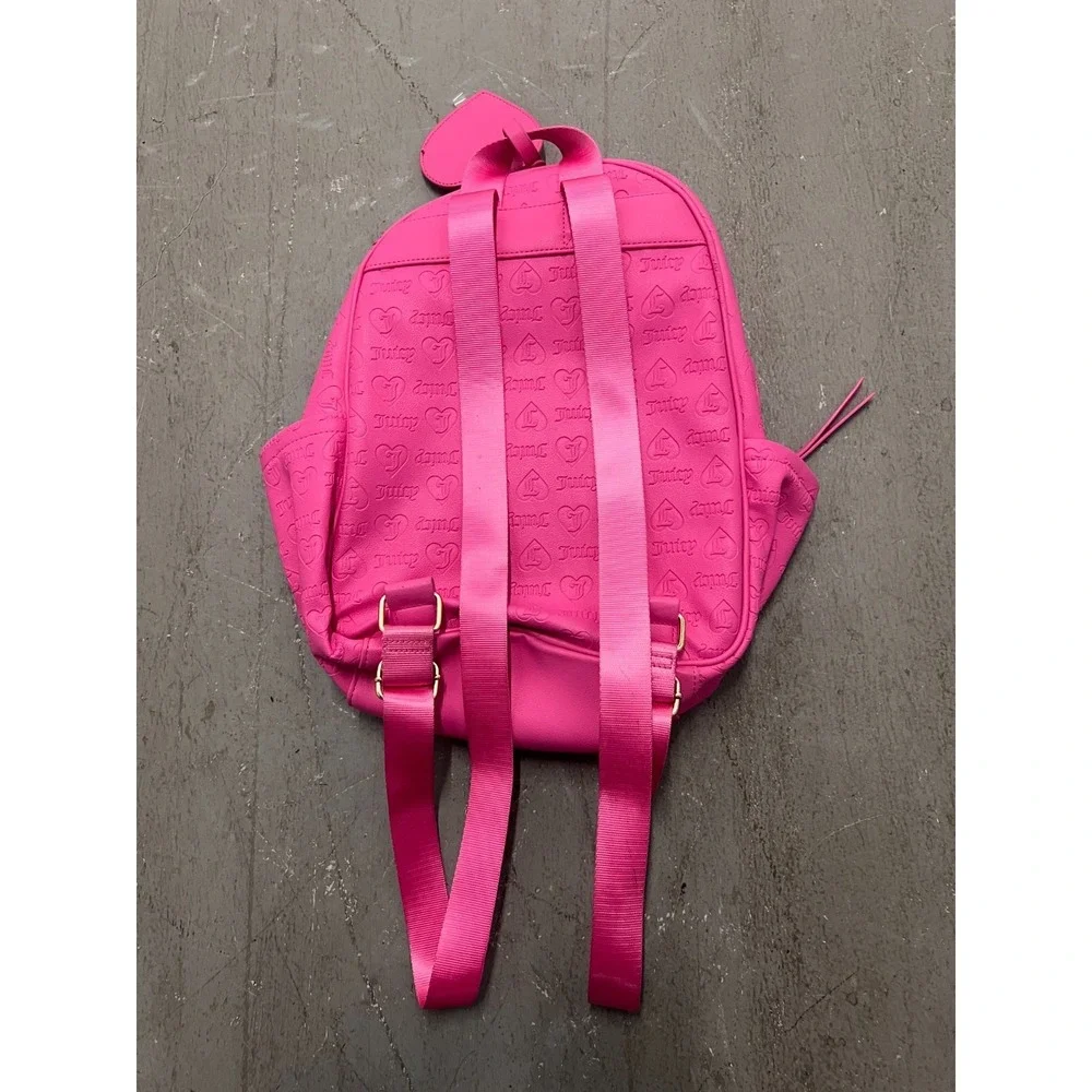 Juicy Couture Wordplay Backpack Womens Pink Debossed Logo Shoulder Bag See‎ Pics